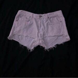 Levi's Women's Light Pink Frayed Jean Shorts